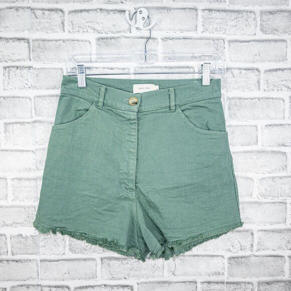 NICO NICO High Rise Cut off Shorts in Green Cotton Women's Size 8 - Picture 6 of 9